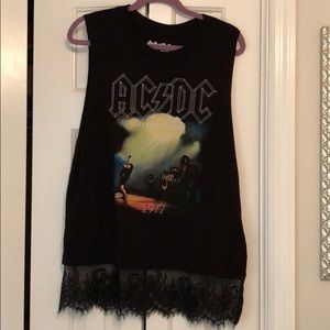 AC/DC lace and cotton sleeveless tee [NEVER WORN]